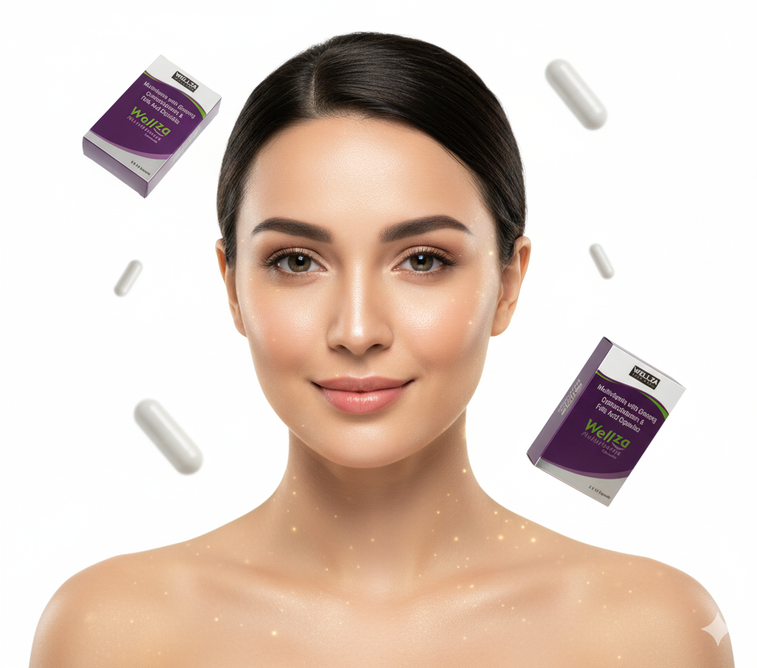 Wellza Multivitamin with Ginseng, Cyanocobalamin & Folic Acid – Daily Energy & Immunity Support
